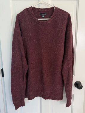 Treasure & Bond Men’s Large Burgundy Flecked Cotton Blend Crewneck Sweater